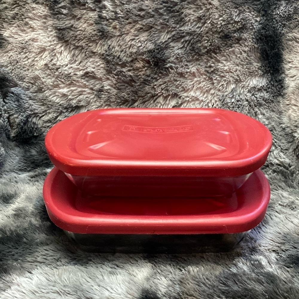 2 VTG Anchor Hocking Oven Ware 2 QT Square
Baking Dish with Red Lid